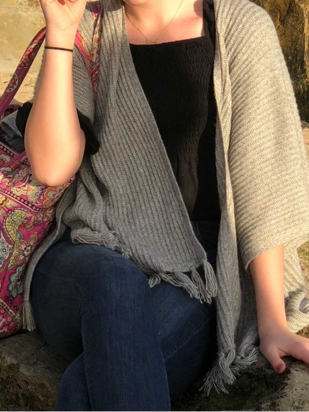 American Eagle gray shawl